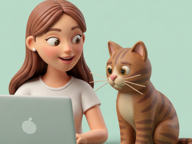 Escena con móvil y app traductora para gatos