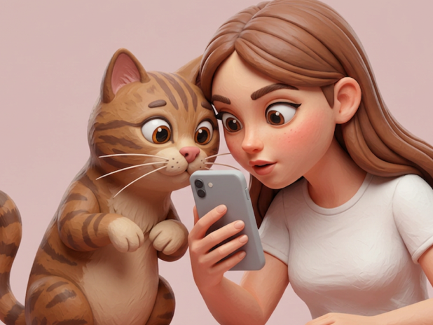 Escena tierna con un gato